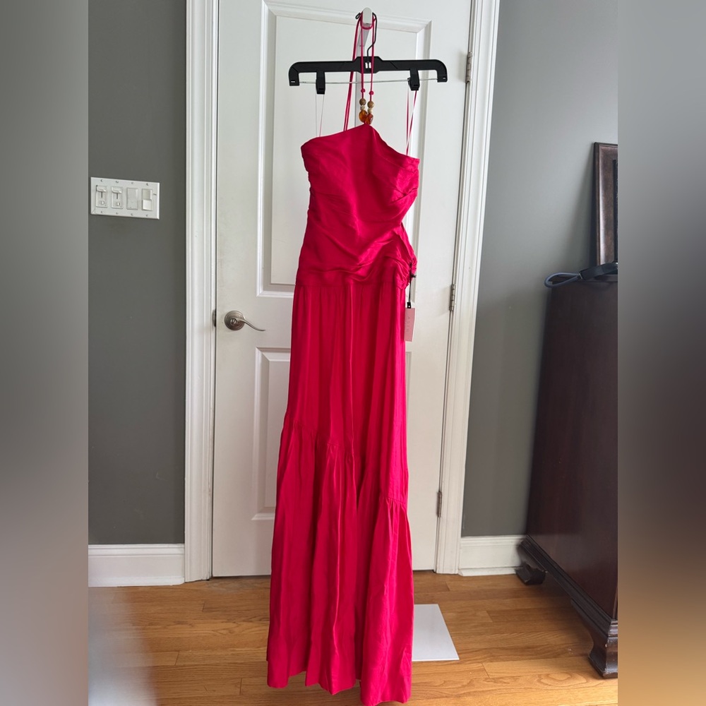 Astr the Label Pink Asymmetrical Ruched Maxi Dress